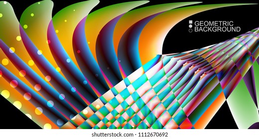 Geometric abstract background template with fluid waves in blurred colors