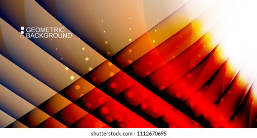 Geometric abstract background template with fluid waves in blurred colors
