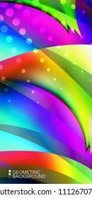 Geometric abstract background template with fluid waves in blurred colors