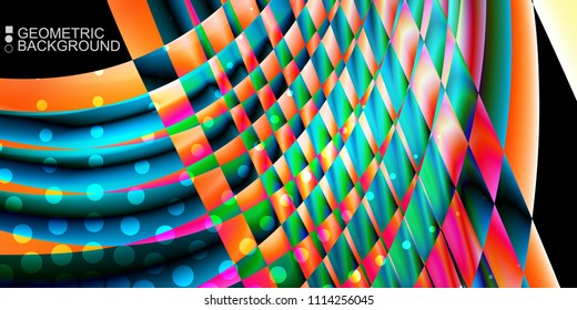 Geometric abstract background template with fluid waves in blurred colors