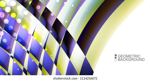Geometric abstract background template with fluid waves in blurred colors