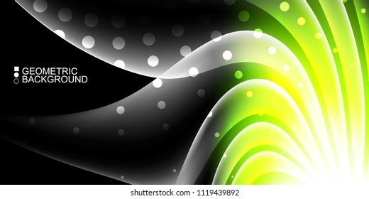 Geometric abstract background template with fluid waves in blurred colors