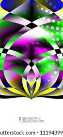 Geometric abstract background template with fluid waves in blurred colors