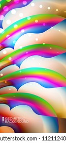 Geometric abstract background template with fluid waves in blurred colors