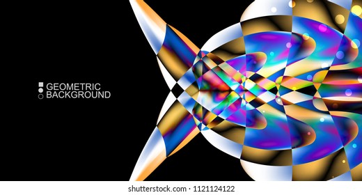 Geometric abstract background template with fluid waves in blurred colors