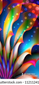 Geometric abstract background template with fluid waves in blurred colors