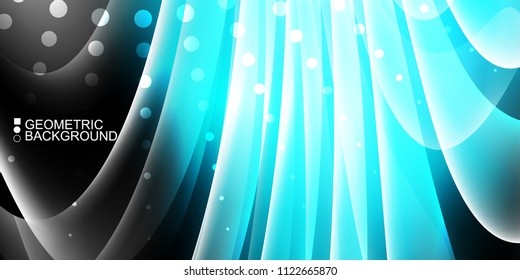 Geometric abstract background template with fluid waves in blurred colors