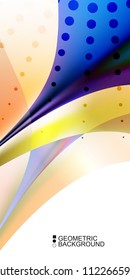 Geometric abstract background template with fluid waves in blurred colors