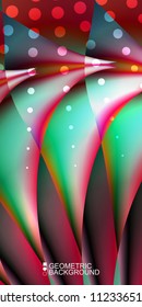 Geometric abstract background template with fluid waves in blurred colors