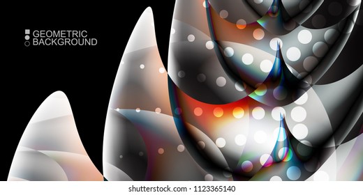 Geometric abstract background template with fluid waves in blurred colors