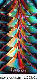 Geometric abstract background template with fluid waves in blurred colors