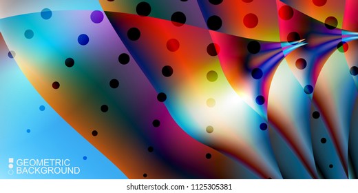 Geometric abstract background template with fluid waves in blurred colors