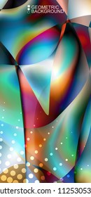 Geometric abstract background template with fluid waves in blurred colors