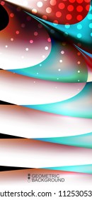 Geometric abstract background template with fluid waves in blurred colors