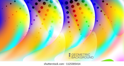 Geometric abstract background template with fluid waves in blurred colors