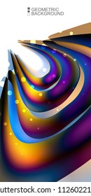 Geometric abstract background template with fluid waves in blurred colors