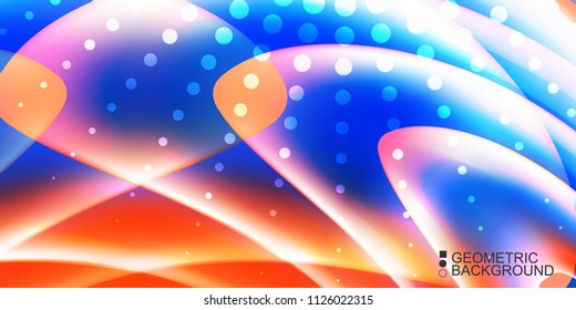 Geometric abstract background template with fluid waves in blurred colors