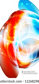 Geometric abstract background template with fluid waves in blurred colors