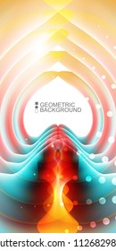 Geometric abstract background template with fluid waves in blurred colors
