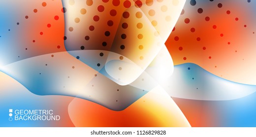 Geometric abstract background template with fluid waves in blurred colors