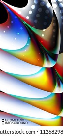 Geometric abstract background template with fluid waves in blurred colors