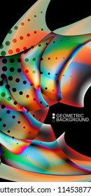 Geometric abstract background template with fluid waves in blurred colors