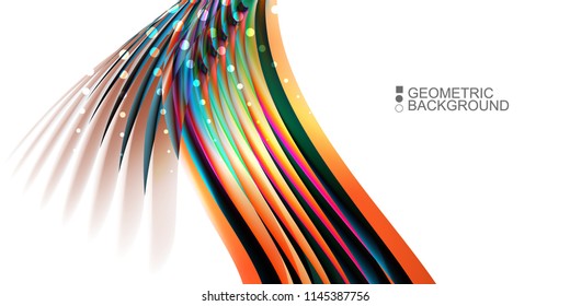 Geometric abstract background template with fluid waves in blurred colors