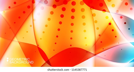 Geometric abstract background template with fluid waves in blurred colors