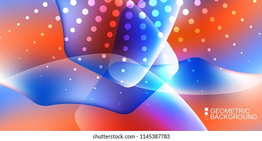 Geometric abstract background template with fluid waves in blurred colors