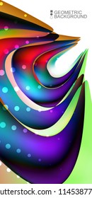Geometric abstract background template with fluid waves in blurred colors