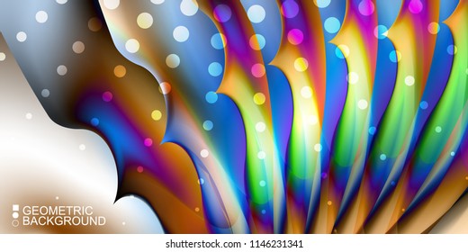 Geometric abstract background template with fluid waves in blurred colors