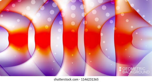 Geometric abstract background template with fluid waves in blurred colors