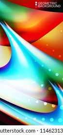 Geometric abstract background template with fluid waves in blurred colors