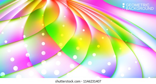 Geometric abstract background template with fluid waves in blurred colors