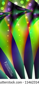 Geometric abstract background template with fluid waves in blurred colors