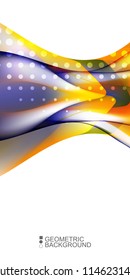 Geometric abstract background template with fluid waves in blurred colors