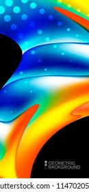 Geometric abstract background template with fluid waves in blurred colors