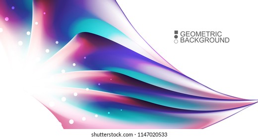 Geometric abstract background template with fluid waves in blurred colors