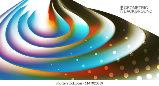 Geometric abstract background template with fluid waves in blurred colors