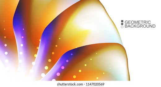 Geometric abstract background template with fluid waves in blurred colors