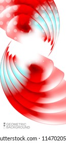 Geometric abstract background template with fluid waves in blurred colors