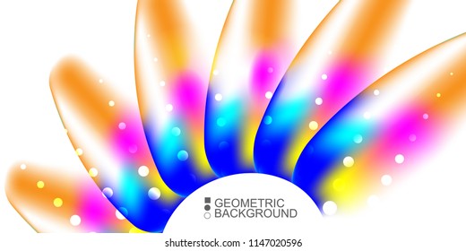 Geometric abstract background template with fluid waves in blurred colors