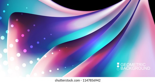 Geometric abstract background template with fluid waves in blurred colors