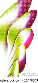 Geometric abstract background template with fluid waves in blurred colors