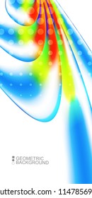 Geometric abstract background template with fluid waves in blurred colors