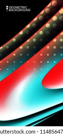 Geometric abstract background template with fluid waves in blurred colors