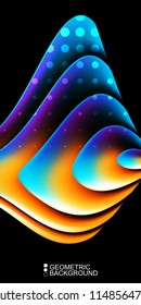 Geometric abstract background template with fluid waves in blurred colors