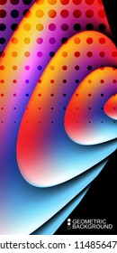 Geometric abstract background template with fluid waves in blurred colors