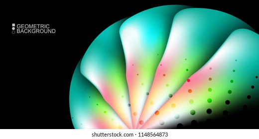 Geometric abstract background template with fluid waves in blurred colors