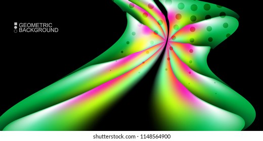 Geometric abstract background template with fluid waves in blurred colors